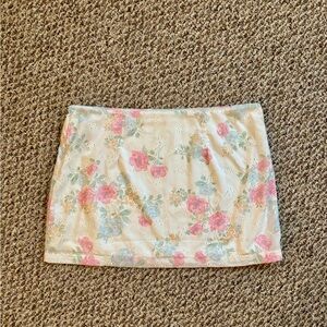 Altar’d State NWOT white boho spring skirt with pink & blue flowers on it